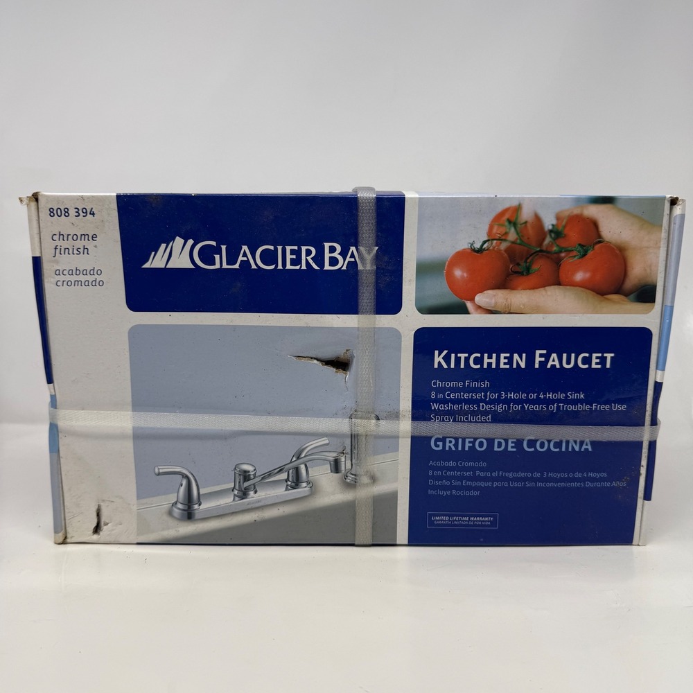 Glacier Bay 808 394 Kitchen Faucet 8 in Centerset Chrome 2-Handle Side Spray NEW